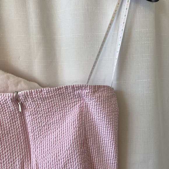 Lilly Pulitzer Vivienne Ruffle One Shoulder Dress Pink And Whir Seersucker Sz 4 - Picture 11 of 13